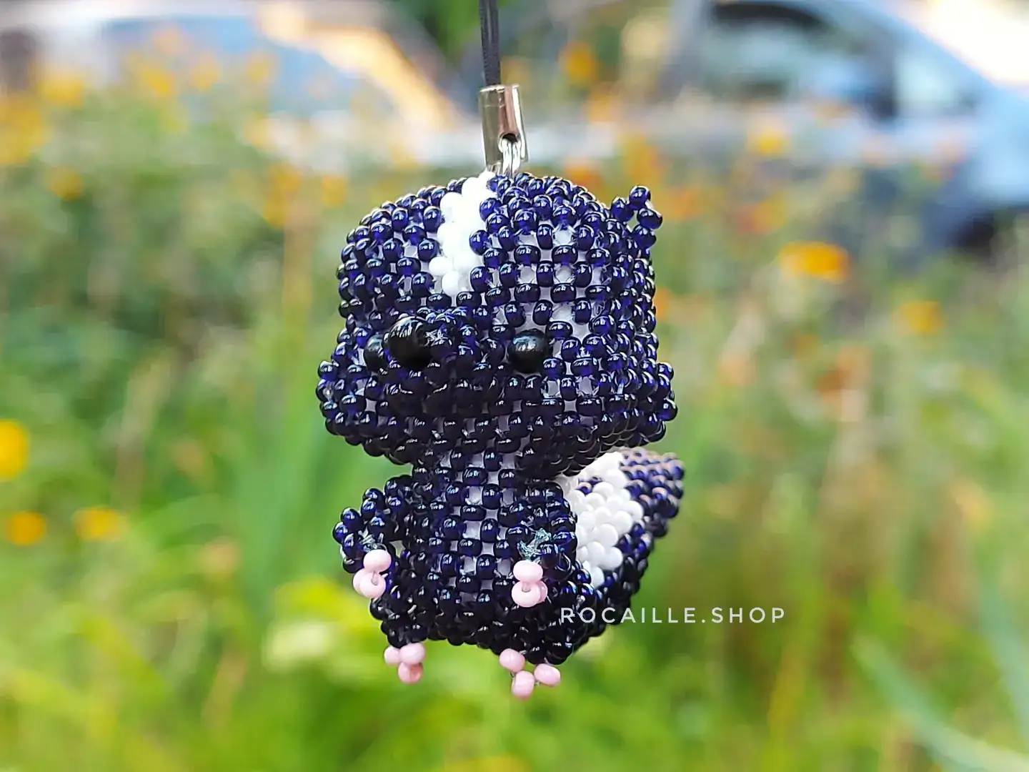 Badger made of beads front view