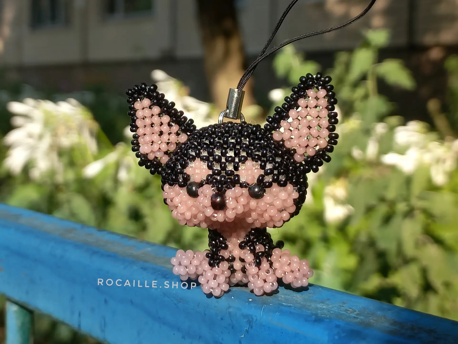 Chihuahua made of beads front view